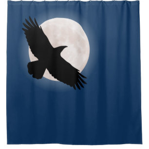 Cortina De Ducha El cuervo volador con la luna detrás