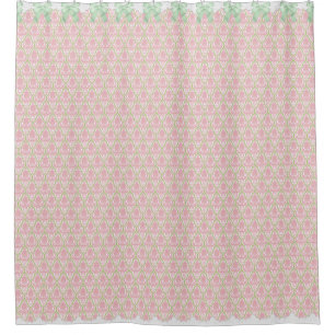 Cortina De Ducha El damasco rosado y verde elegante lamentable w