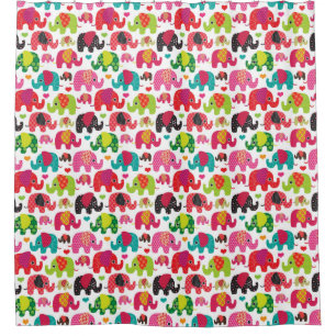 Cortina De Ducha el elefante retro embroma el papel pintado del
