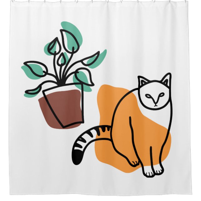 Cortina De Ducha El gato y la planta (Anverso)