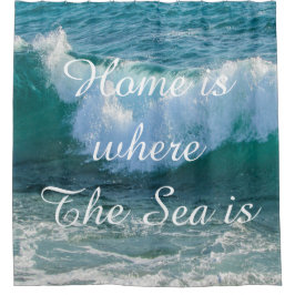 Cortina De Ducha El hogar es donde está el mar, cita una ola impres