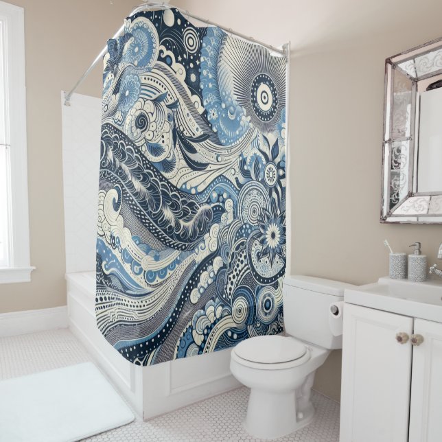 Cortina De Ducha El Home Studio Indigo Bloom (In situ)