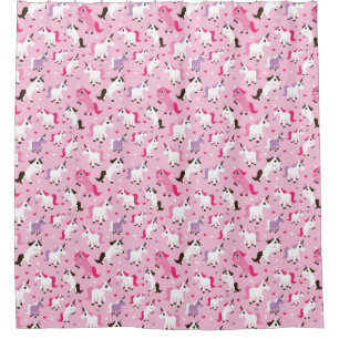 Cortina De Ducha el ilustracion del unicornio embroma el fondo