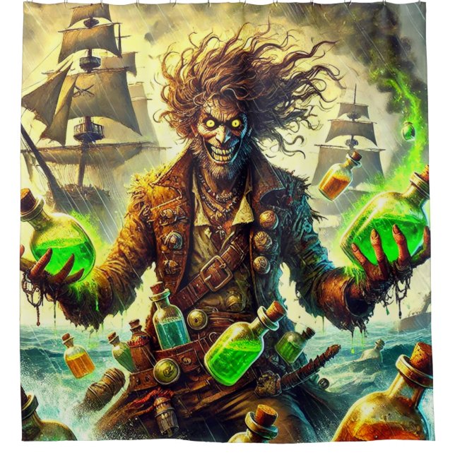 Cortina De Ducha El loco hombre de la poción verde (Anverso)