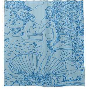 Cortina De Ducha El nacimiento de Venus Sandro Botticelli Blue Line