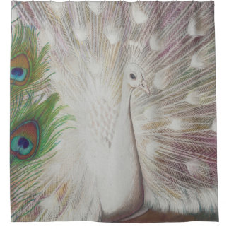 Cortina De Ducha El pavo real blanco y el arte verde de la pluma