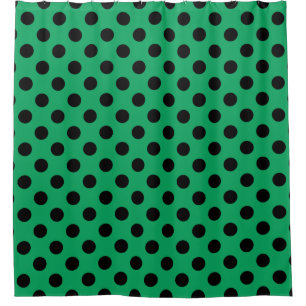 Cortina De Ducha El polka negro se pone en verde fresco