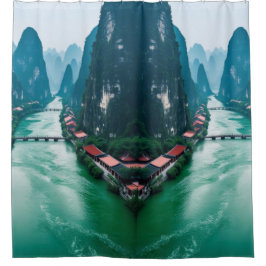 Cortina De Ducha El retrete de la naturaleza - Paisaje del valle de