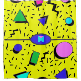 Cortina De Ducha El retro amarillo de los años 80 Memphis abstracto