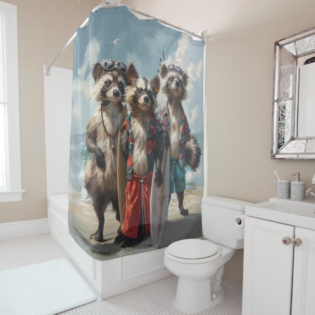 Cortina De Ducha El soire de los surfistas a rayas (In situ)