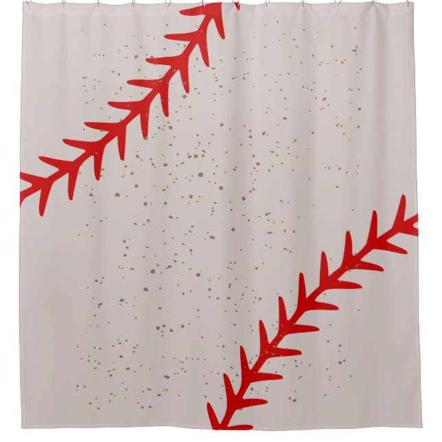 Cortina De Ducha El tema de los Stitches Rojos del Béisbol (Anverso)