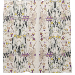 Cortina De Ducha El vintage francés de Nouveau del arte florece la