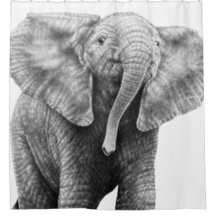 Cortina De Ducha Elefante africano del bebé