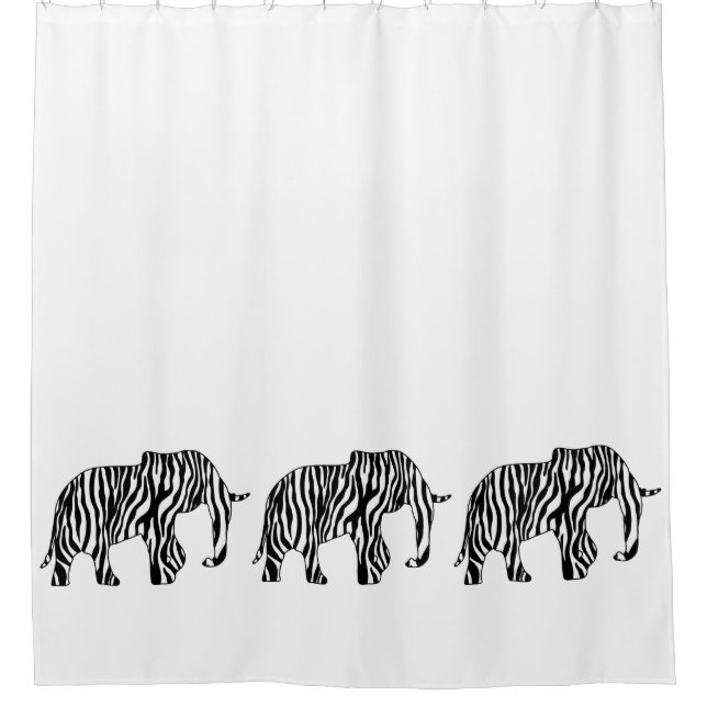 Cortina De Ducha Elefante con franjas cebra + tus ideas (Anverso)