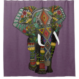 Cortina De Ducha elefante floral violeta