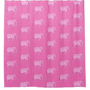 Cortina De Ducha Elefante Paisley, rosa hielo y fucsia