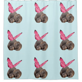 Cortina de ducha elefante para bebé alado