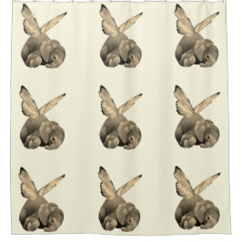 Cortina de ducha elefante para bebé alado