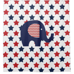 Cortina De Ducha Elefante sobre estrellas patrióticas de EE.UU.