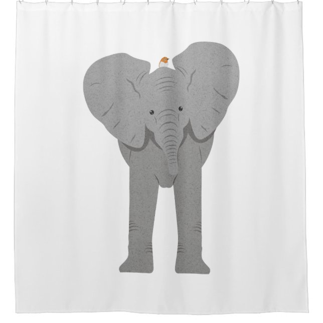 Cortina De Ducha elefante y ave (Anverso)