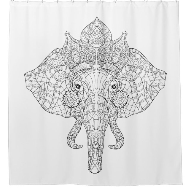 Cortina De Ducha Elefante Zendoodle principal (Anverso)