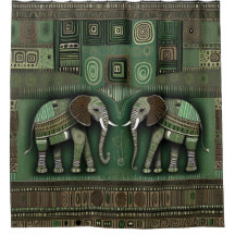 Elefantes Africanos Contemporáneos - Verde Elegant