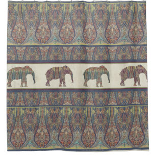 Cortina De Ducha Elefantes Patrón de Cachemira Tribal Boho Bohemira