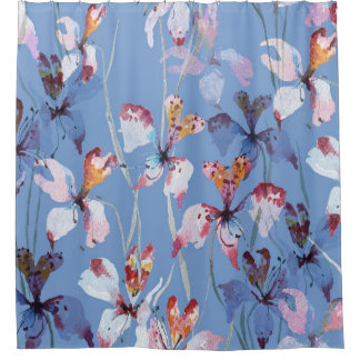 Cortina De Ducha Elegancia de orquídeas salvajes: lujo acuarela