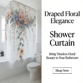 Cortina De Ducha Elegancia floral drapeada