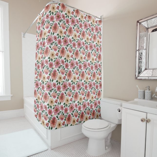 Cortina De Ducha 🚿 Elegancia Floreciente: Un Escape Floral 🌸 (In situ)