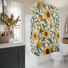 Cortina De Ducha Elegant Art Nouveau Sunflower Pattern
