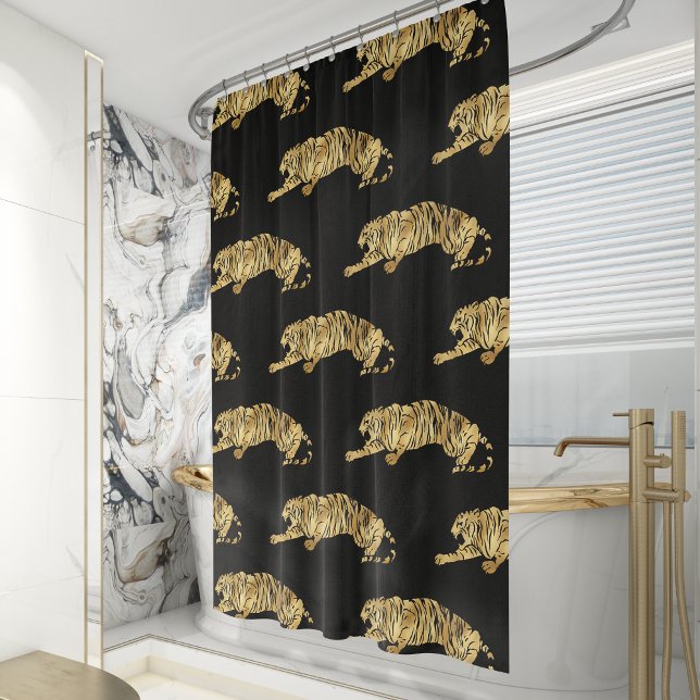 Cortina De Ducha Elegant Black Gold Tiger Pattern (Subido por el creador)
