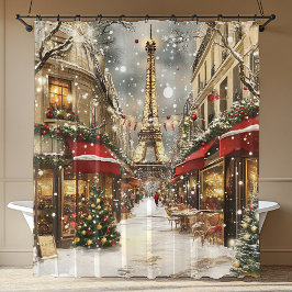 Cortina De Ducha Elegant Christmas in Paris Holiday