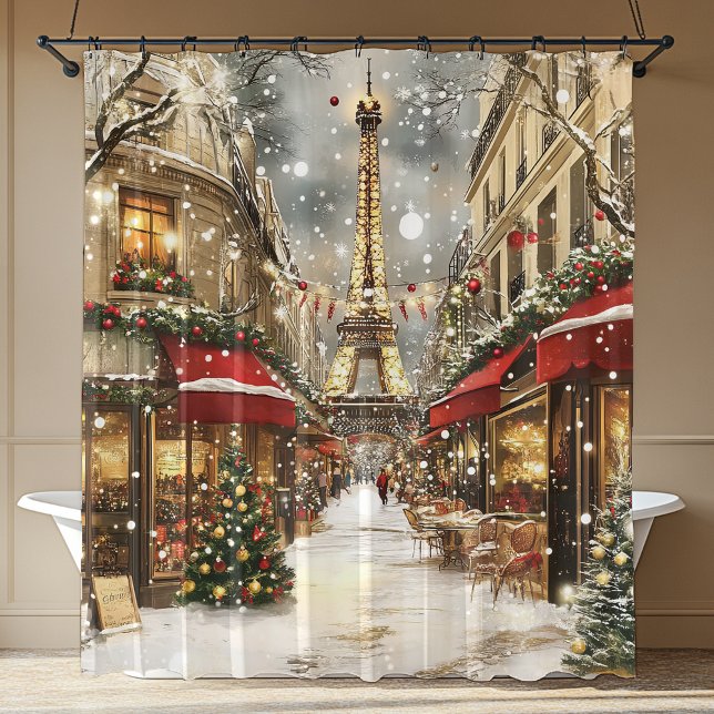 Cortina De Ducha Elegant Christmas in Paris Holiday  (Elegant Christmas in Paris Holiday Shower Curtain)
