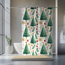 Cortina De Ducha Elegant Christmas Trees Minimalist Shower Curtain
