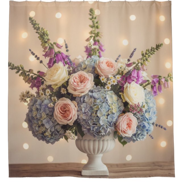 Cortina De Ducha Elegant Floral Centerpiece with Bokeh Lights (Anverso)