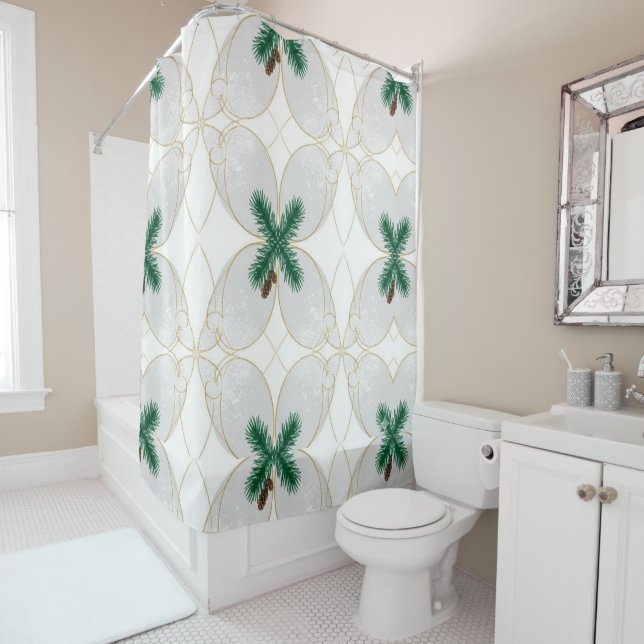 Cortina De Ducha Elegant Gold Eucalyptus Holiday Shower Curtain – M (In situ)