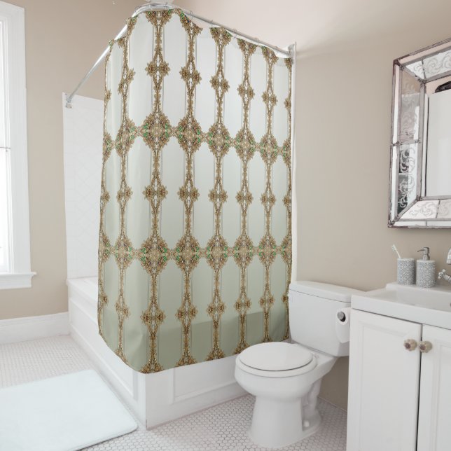 Cortina De Ducha Elegant Gold Ornate Shower Curtain (In situ)
