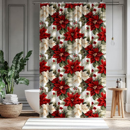 Cortina De Ducha Elegant Holiday Curtain Red Bloom Bathroom Gift