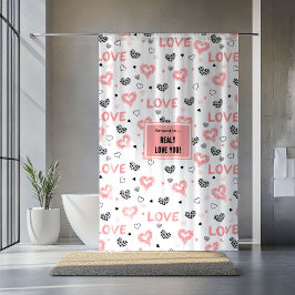 Cortina De Ducha Elegant Love Lettering Heart Sketch Shower Curtain