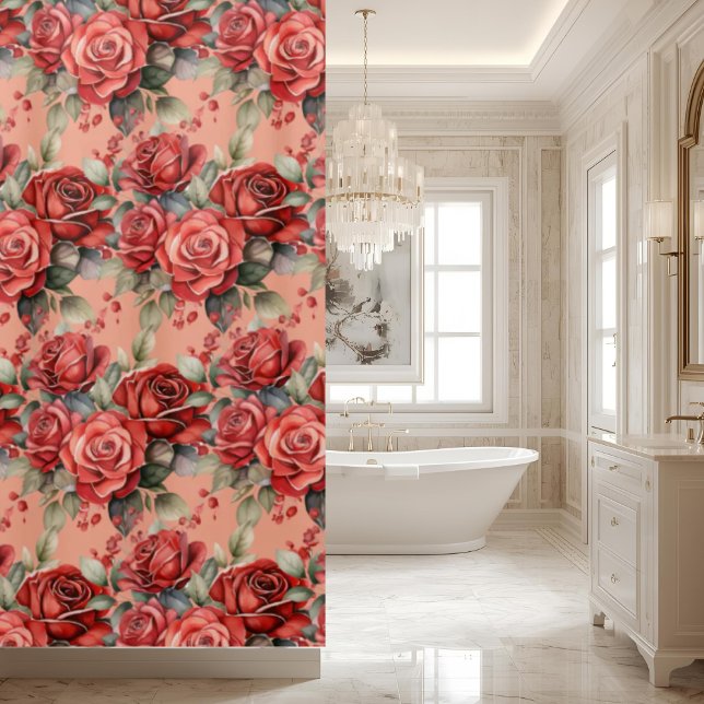 Cortina De Ducha Elegant Pink Red Roses Shower Curtain (Subido por el creador)