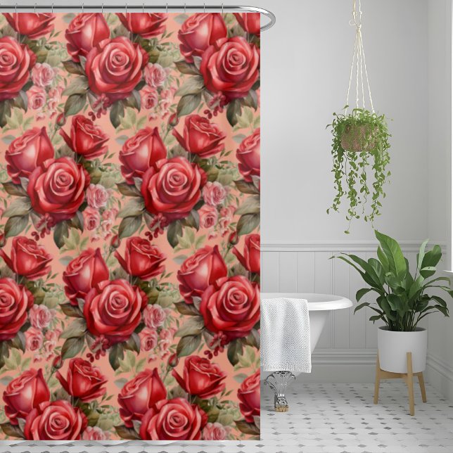 Cortina De Ducha Elegant Pink Red Roses Shower Curtain (Subido por el creador)
