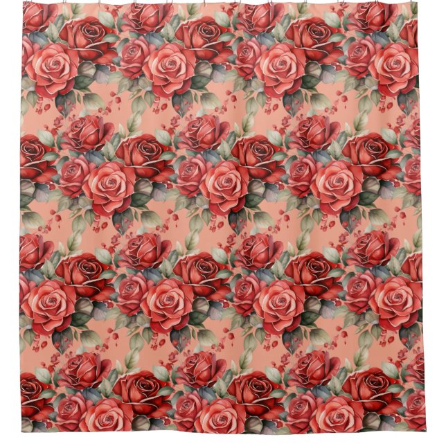 Cortina De Ducha Elegant Pink Red Roses Shower Curtain (Anverso)