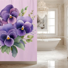 Cortina De Ducha Elegant Purple Pansy Shower Curtain