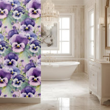 Elegant Purple Pansy Shower Curtain