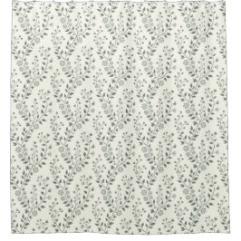 Cortina De Ducha Elegant Sage Cream Minimalist Boho Floral Pattern