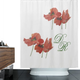 CORTINA DE DUCHA ELEGANT WATERCOLOR RED POPPIES