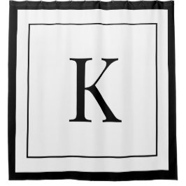 Cortina De Ducha Elegant White & Black Initial Monogram 
