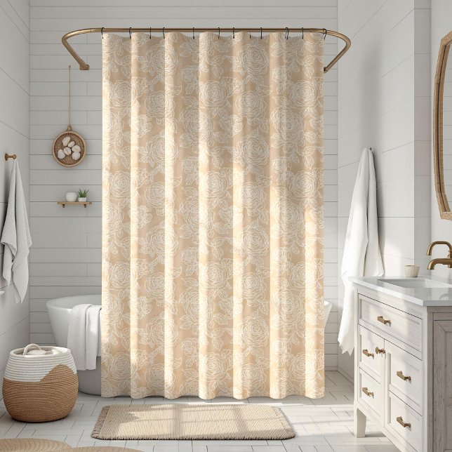 Cortina De Ducha Elegant White Rose Floral (Subido por el creador)