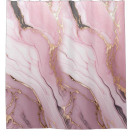 Cortina De Ducha Elegante Abstracto Rosa y Dorado Bohemians